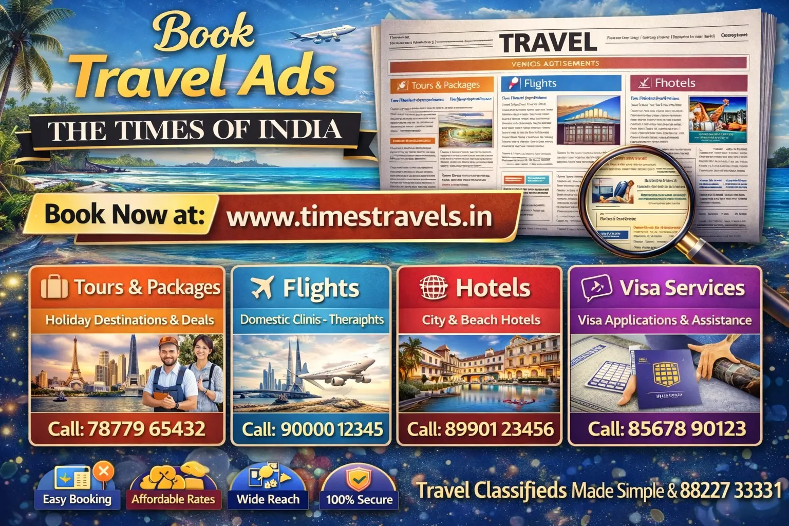 Book Travel Ads in The Times of India Newspaper Online
